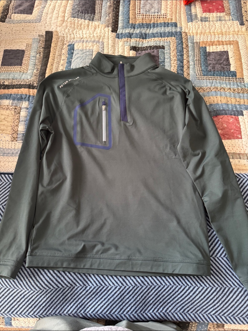 Peter Millar Men's Dark Green Quarter-Zip Performance Pullover